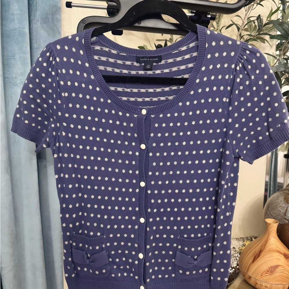 Tommy Hilfiger Purple Polka Dot Cardigan
